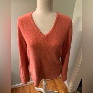 Talbots orange velour v-neck sweater, size XL